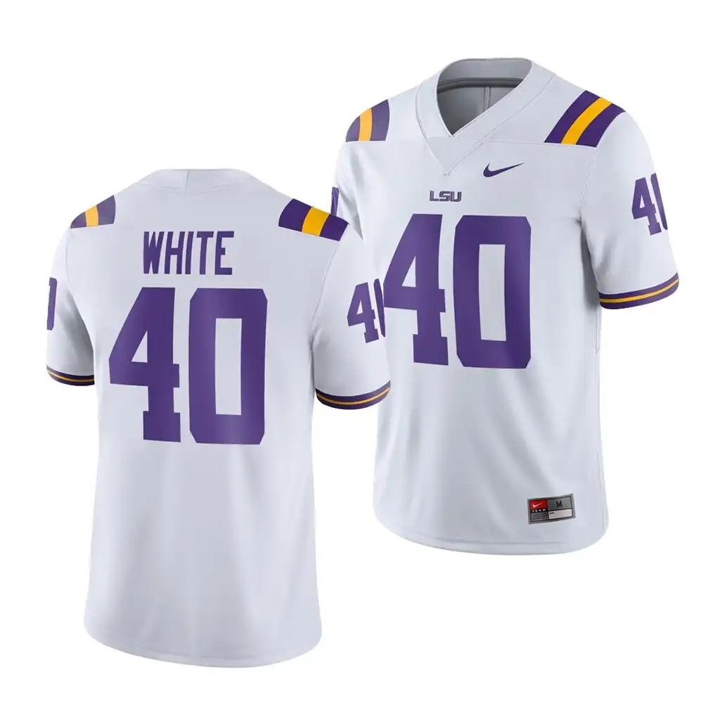 Men's LSU Tigers Devin White #40 Game White NCAA Football Jersey